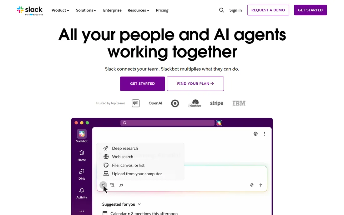 Slack homepage