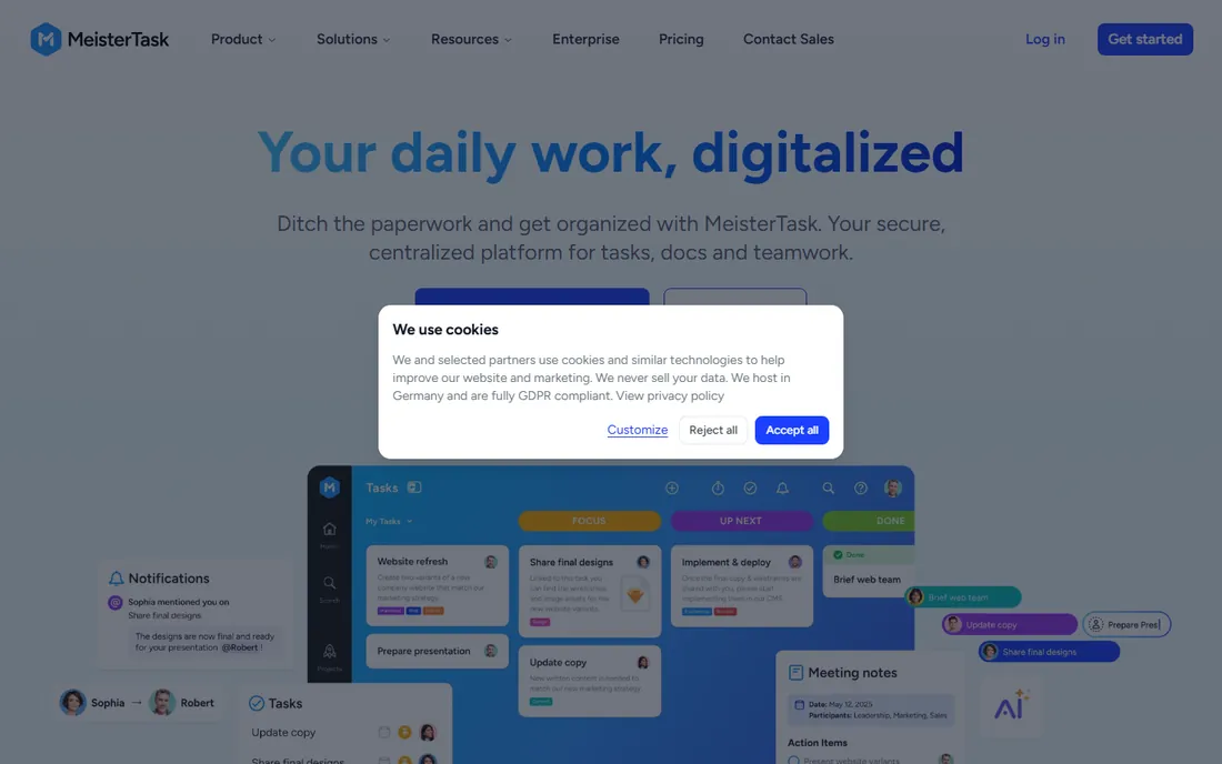 MeisterTask homepage