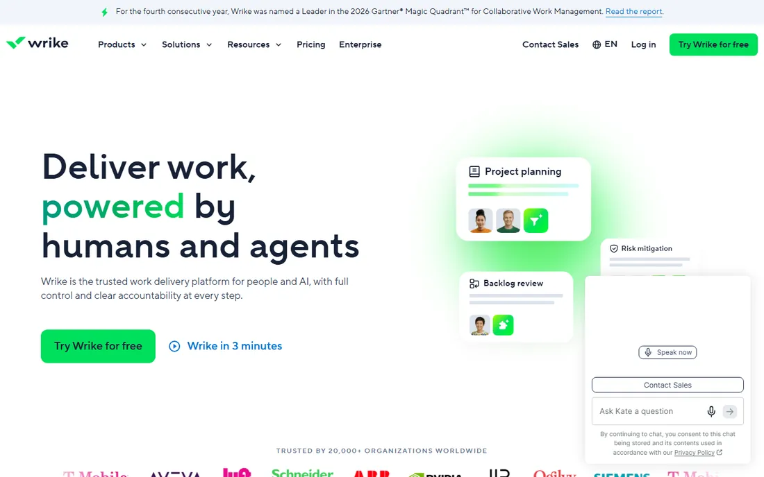 Wrike homepage