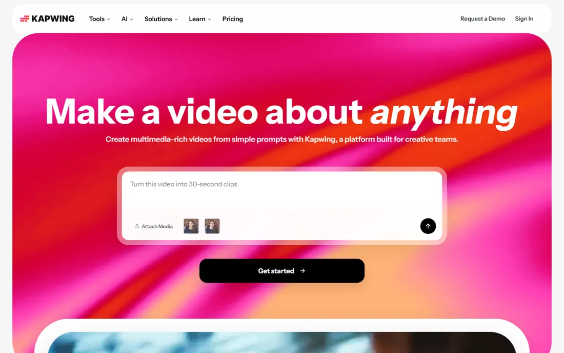 Kapwing homepage