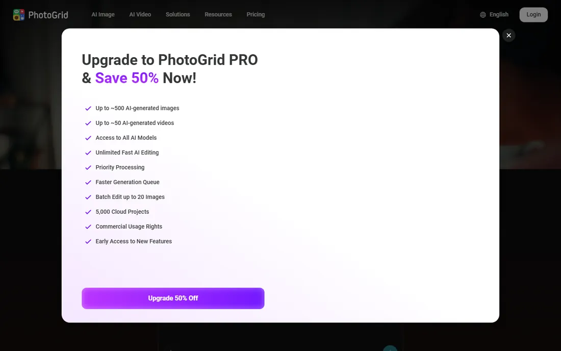 PhotoGrid homepage