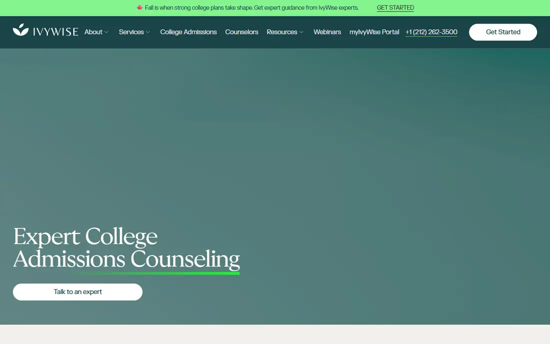 IvyWise homepage