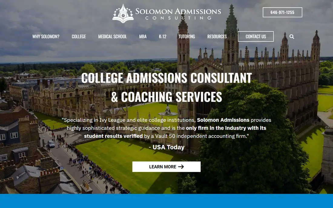 Solomon Admissions homepage