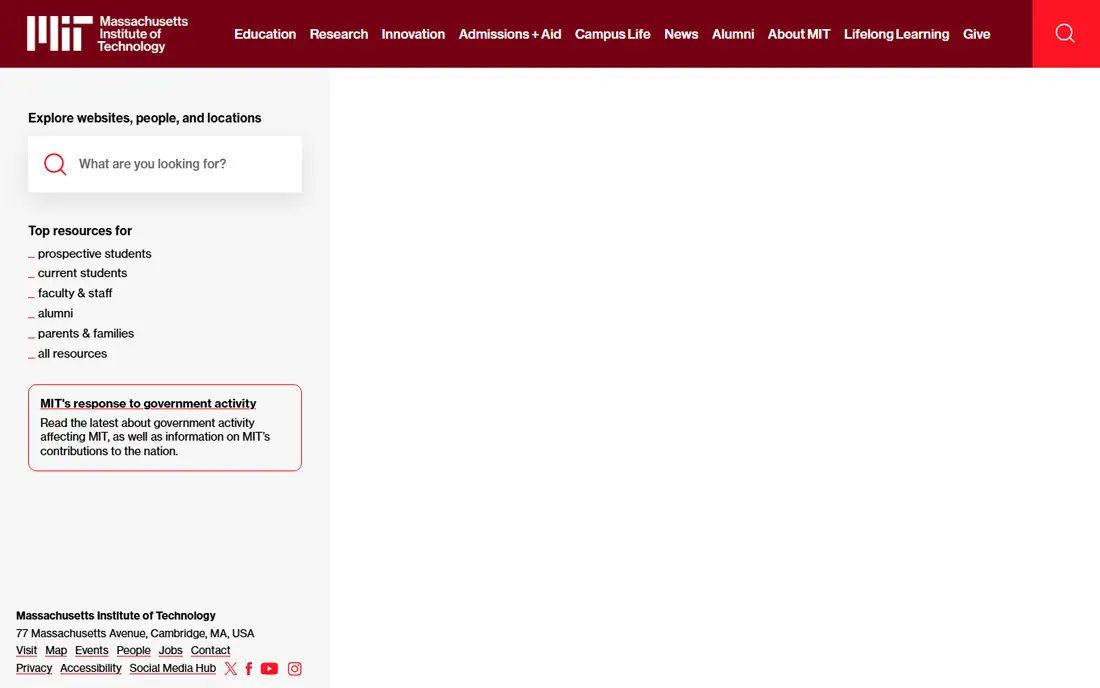 Massachusetts Institute of Technology homepage