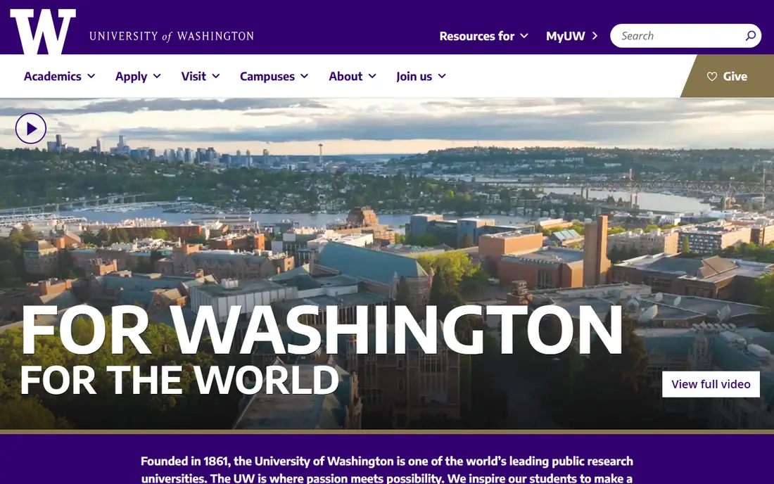 University of Washington homepage