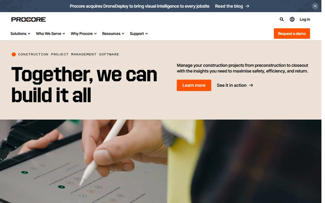 Procore homepage