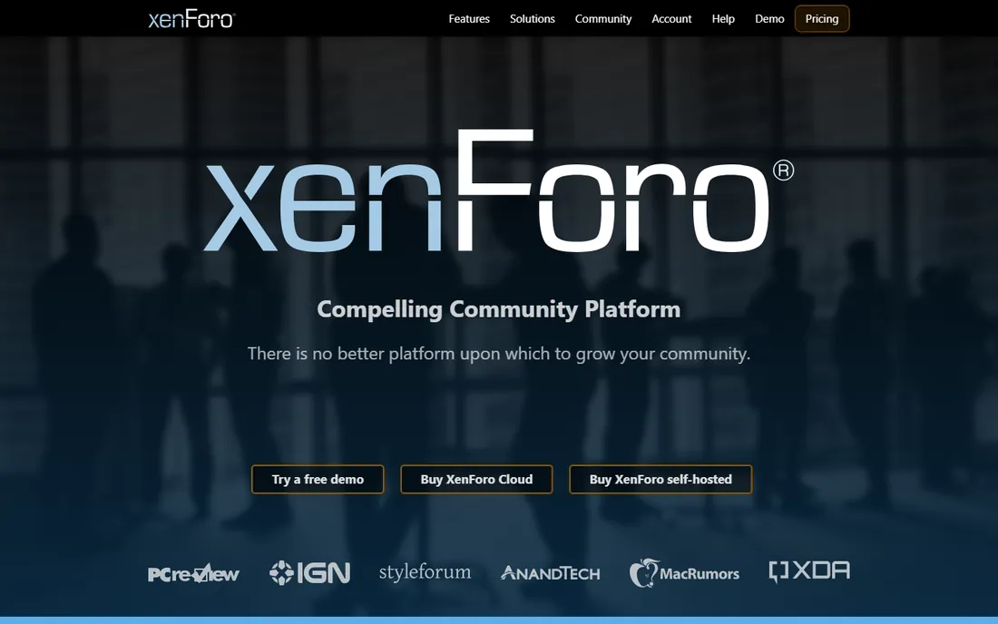 XenForo homepage
