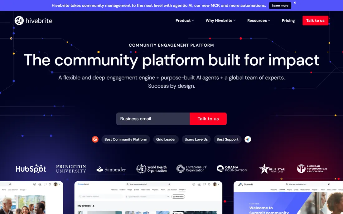 Hivebrite homepage
