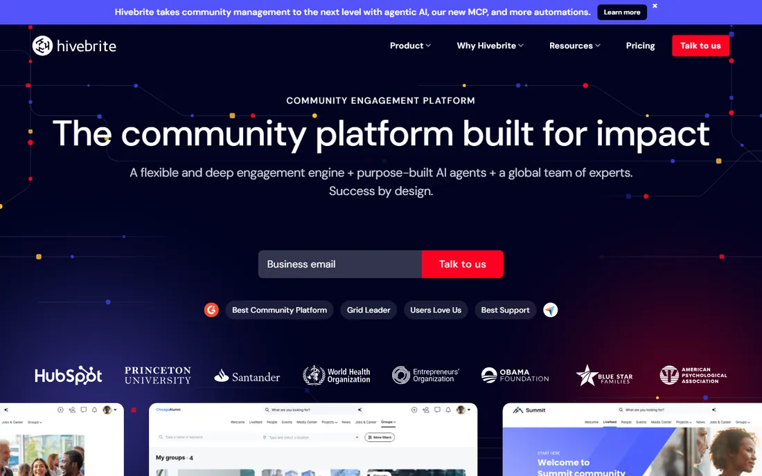 Hivebrite homepage
