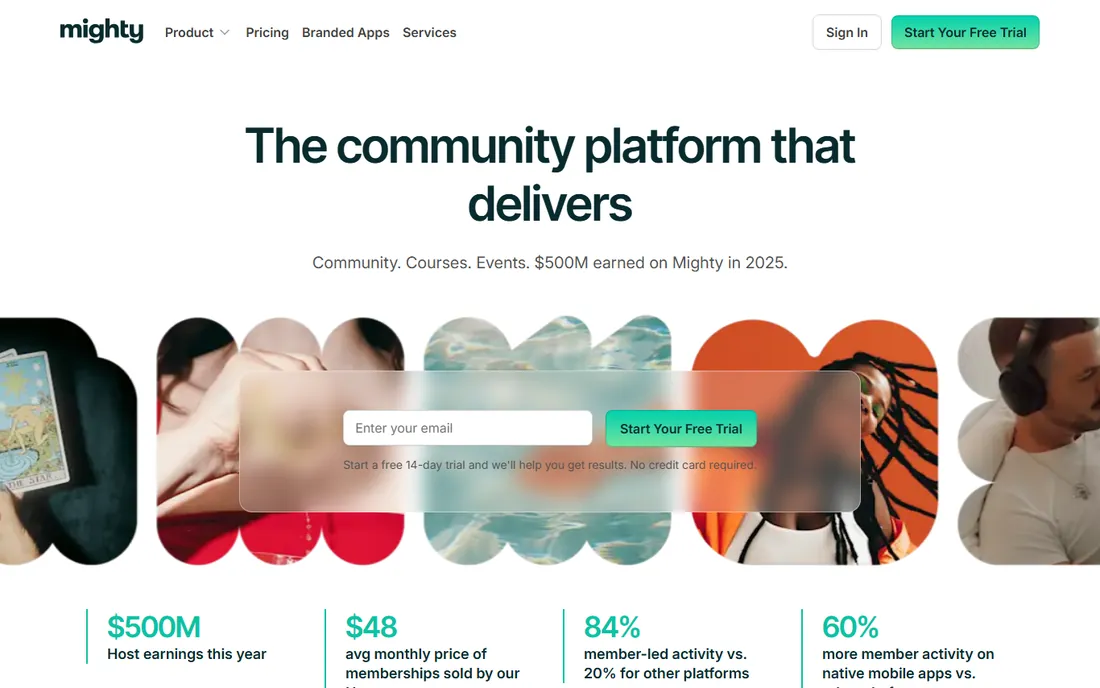 Mighty Networks homepage