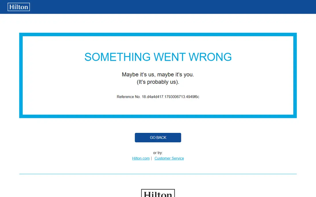 Hilton homepage