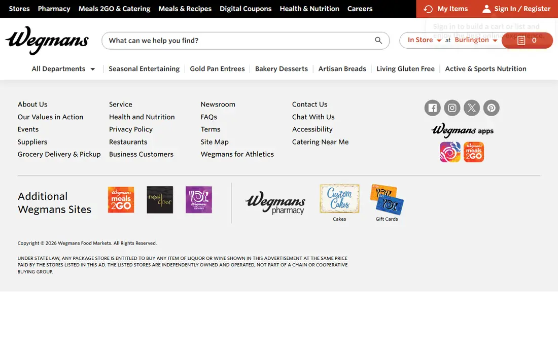 Wegmans Food Markets homepage