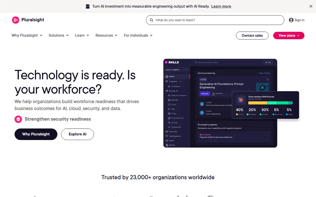 Pluralsight homepage