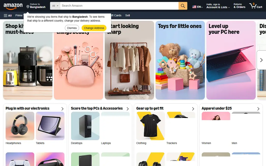 Amazon homepage