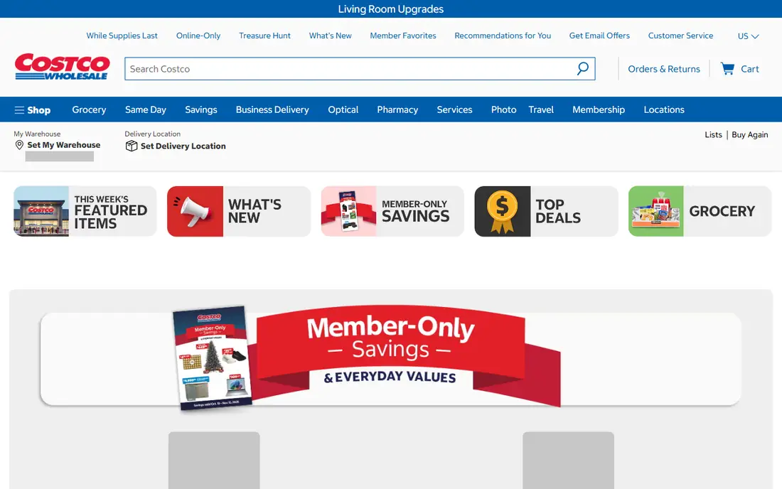 Costco homepage