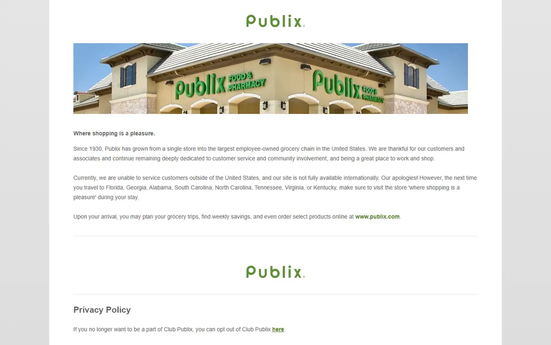 Publix homepage