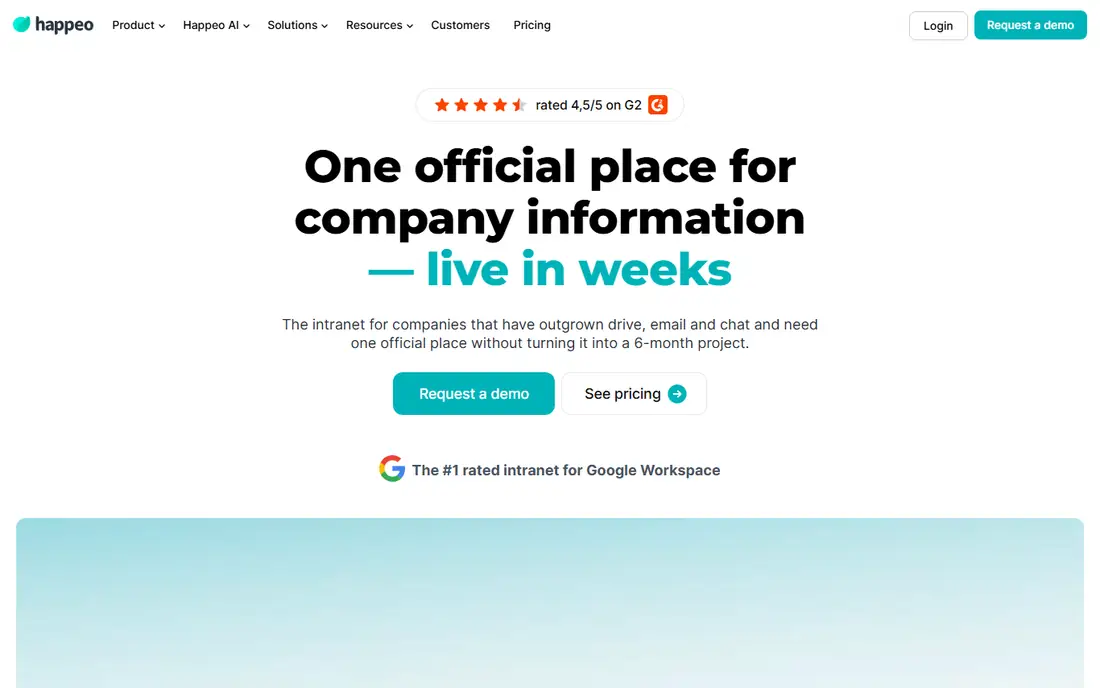 Happeo homepage