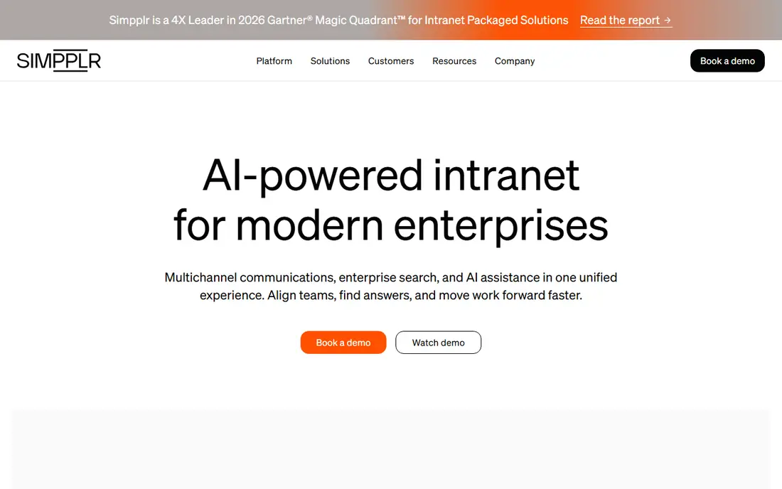 Simpplr homepage