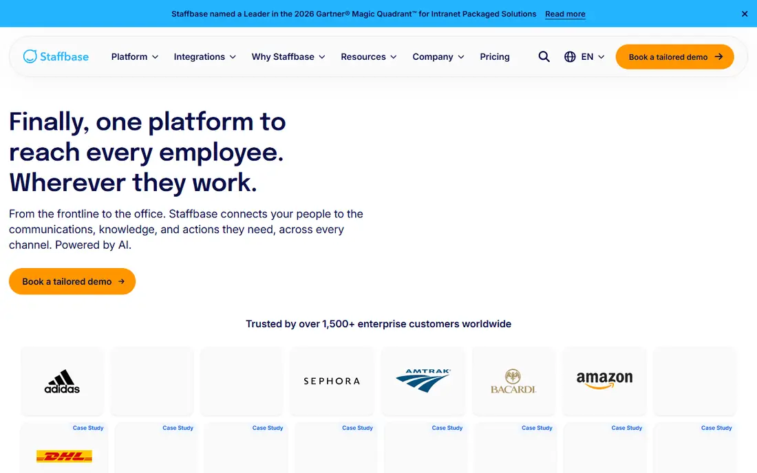 Staffbase homepage
