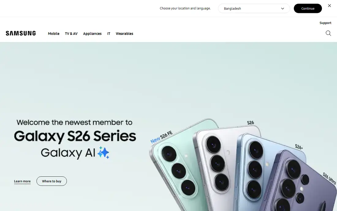 Samsung homepage