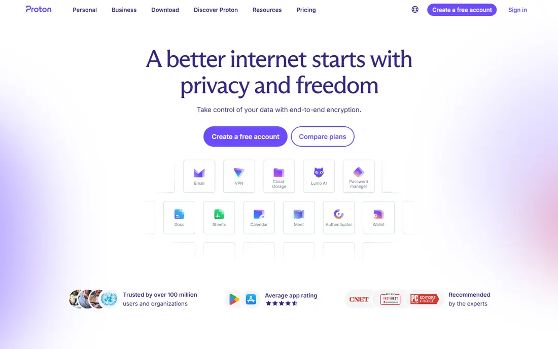 Proton Pass Business homepage