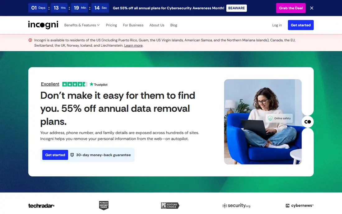 Incogni homepage