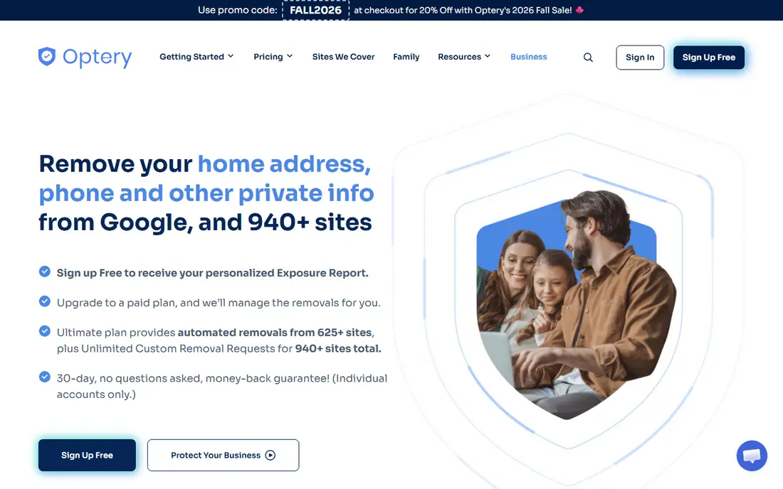 Optery homepage