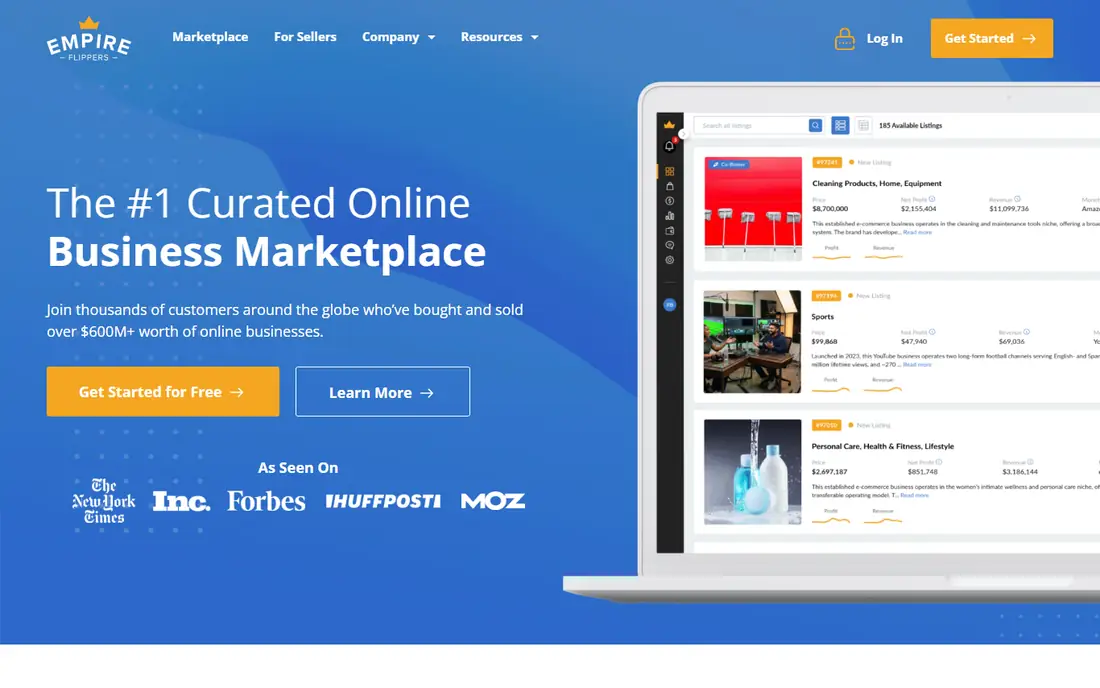 Empire Flippers homepage