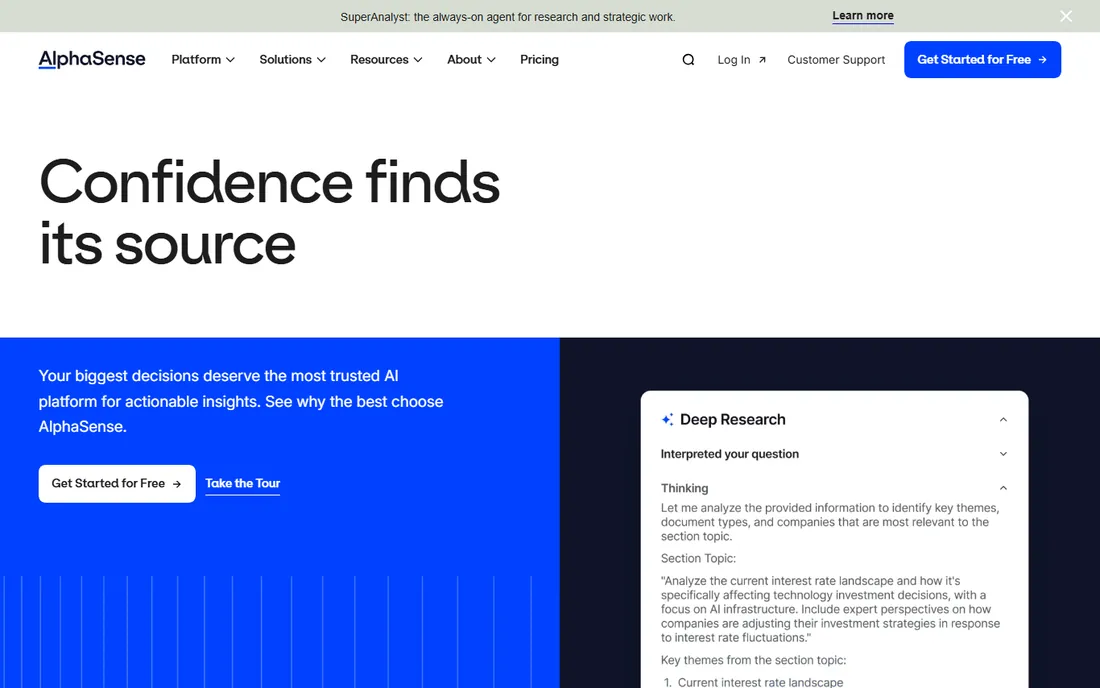 AlphaSense homepage