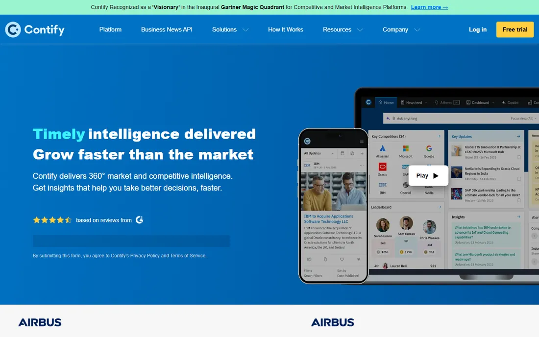Contify homepage