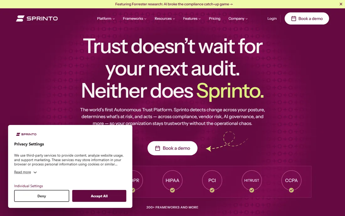 Sprinto homepage