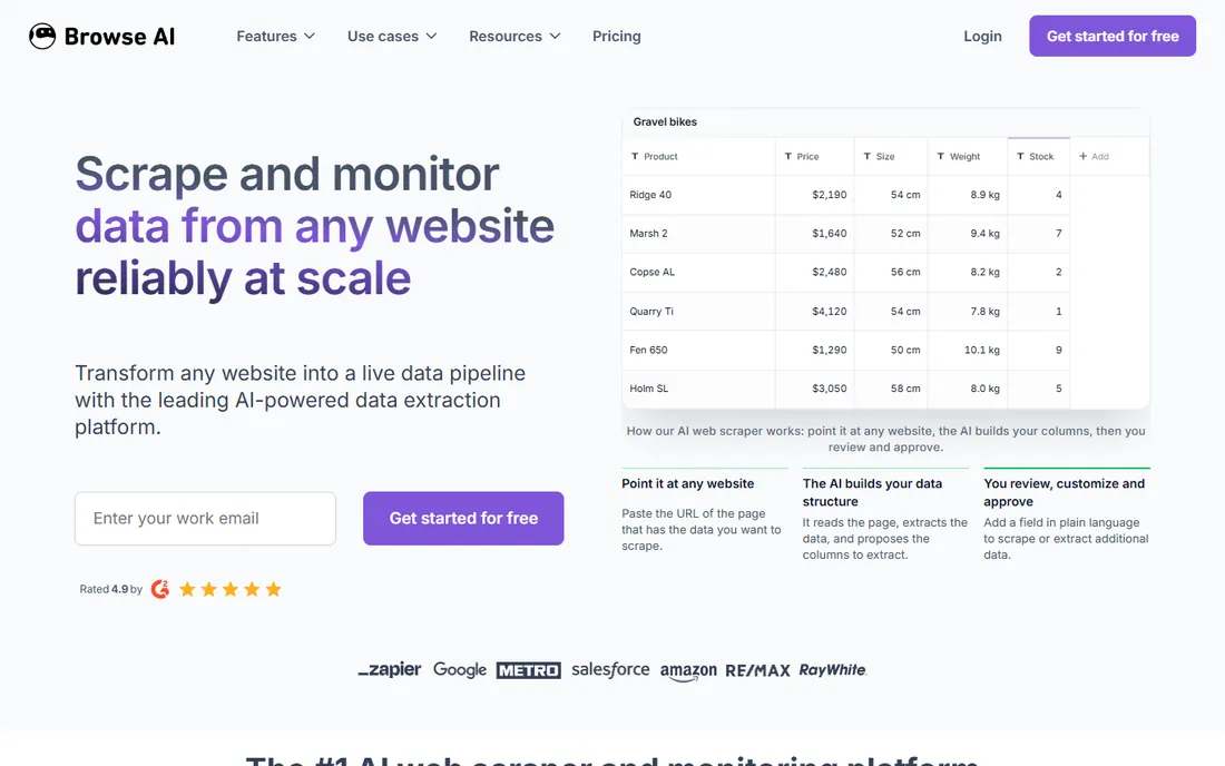 Browse AI homepage