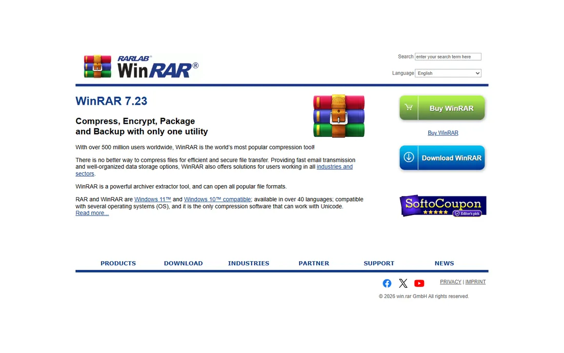 WinRAR homepage