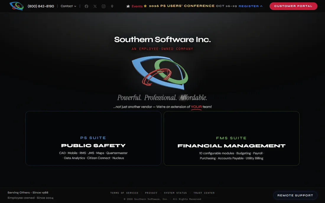 Southern Software homepage