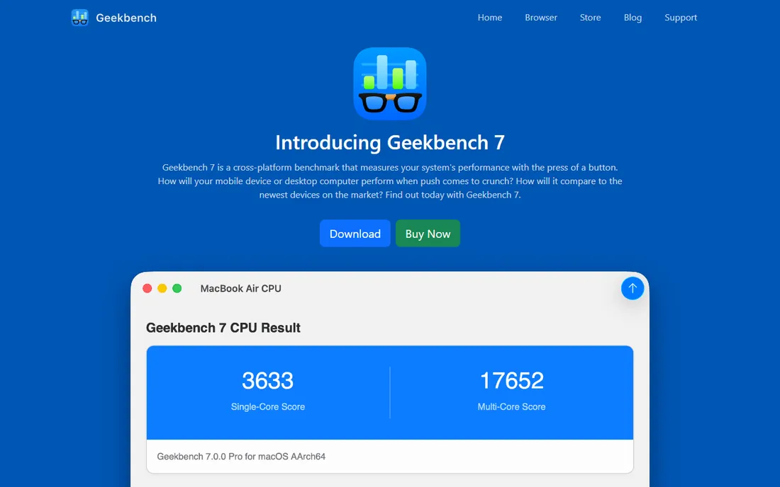 Geekbench 7 homepage