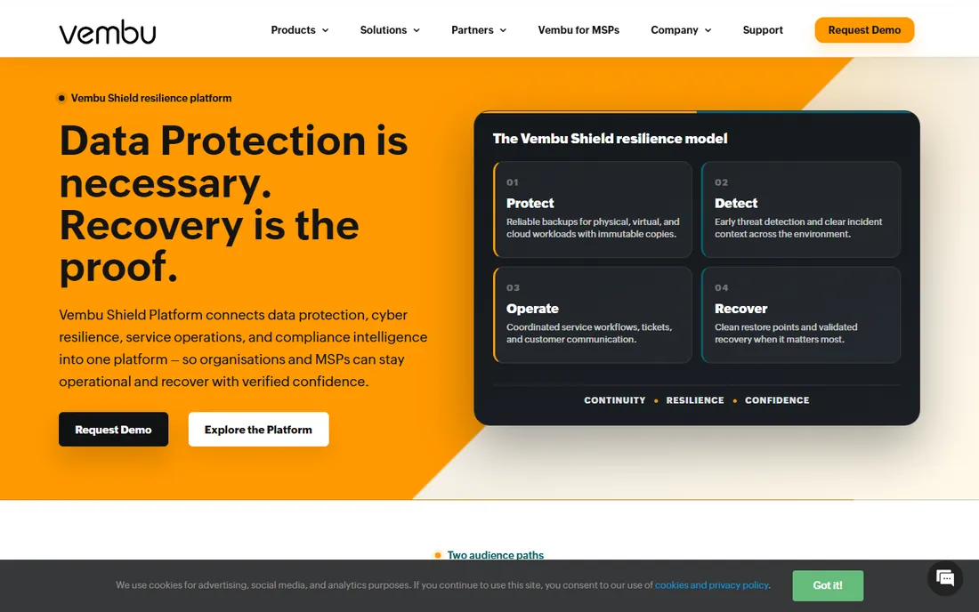 Vembu BDR Suite homepage