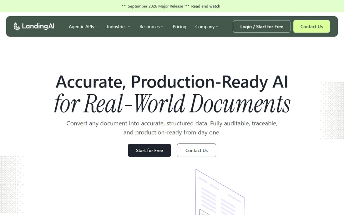 Landing AI homepage