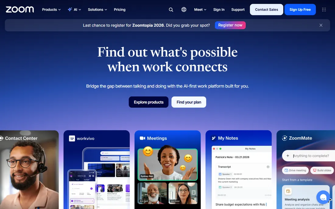 Zoom Events homepage