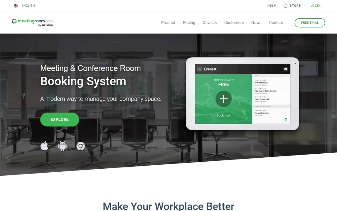 MeetingRoomApp homepage