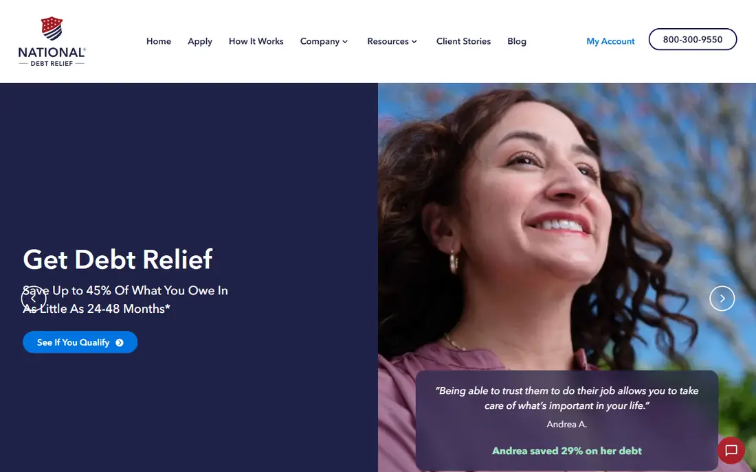 National Debt Relief homepage