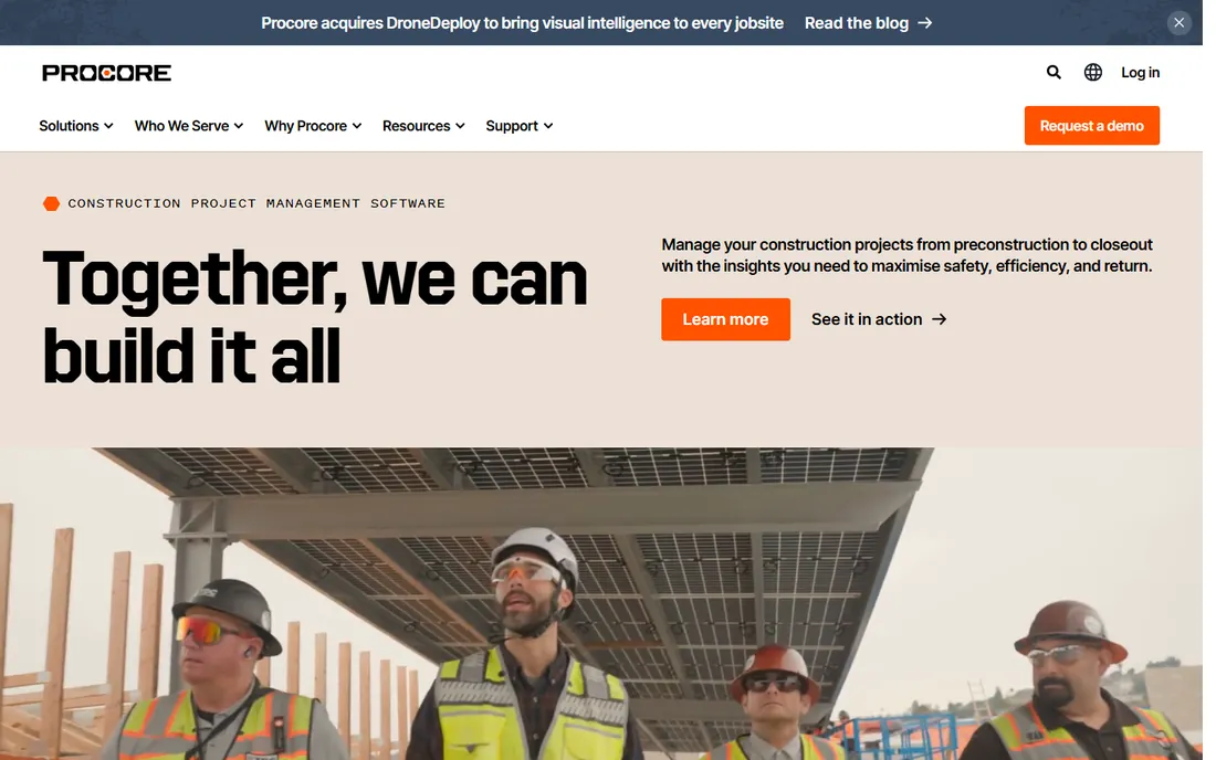 Procore homepage