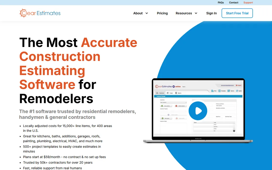 Clear Estimates homepage