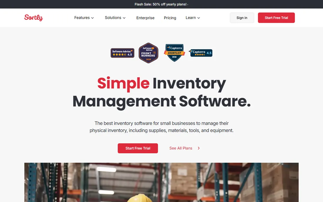 Sortly homepage