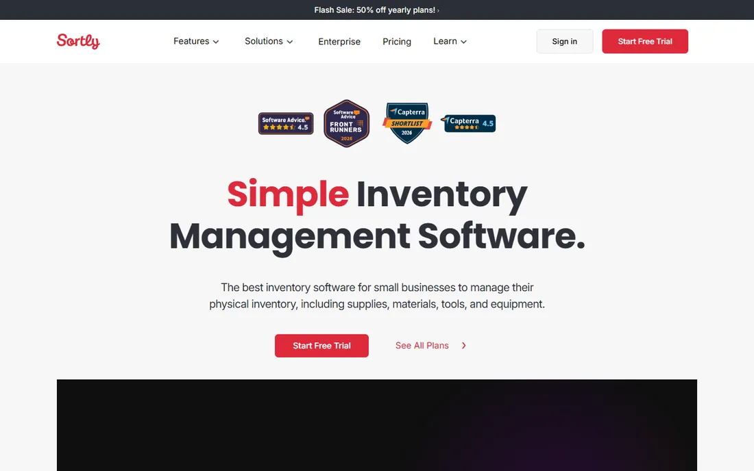 Sortly homepage