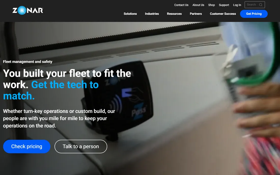 Zonar homepage