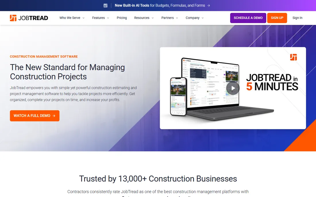 JobTread homepage