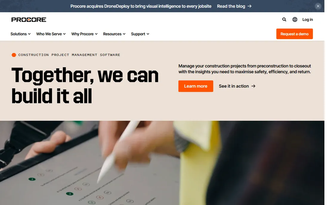 Procore homepage