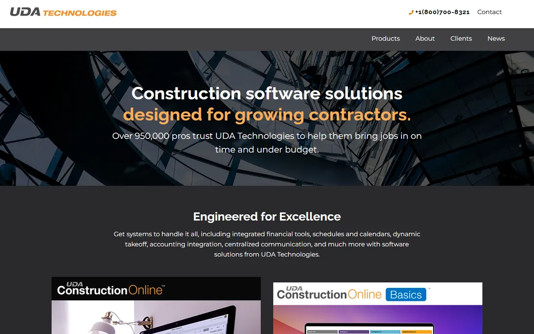 UDA ConstructionOnline homepage