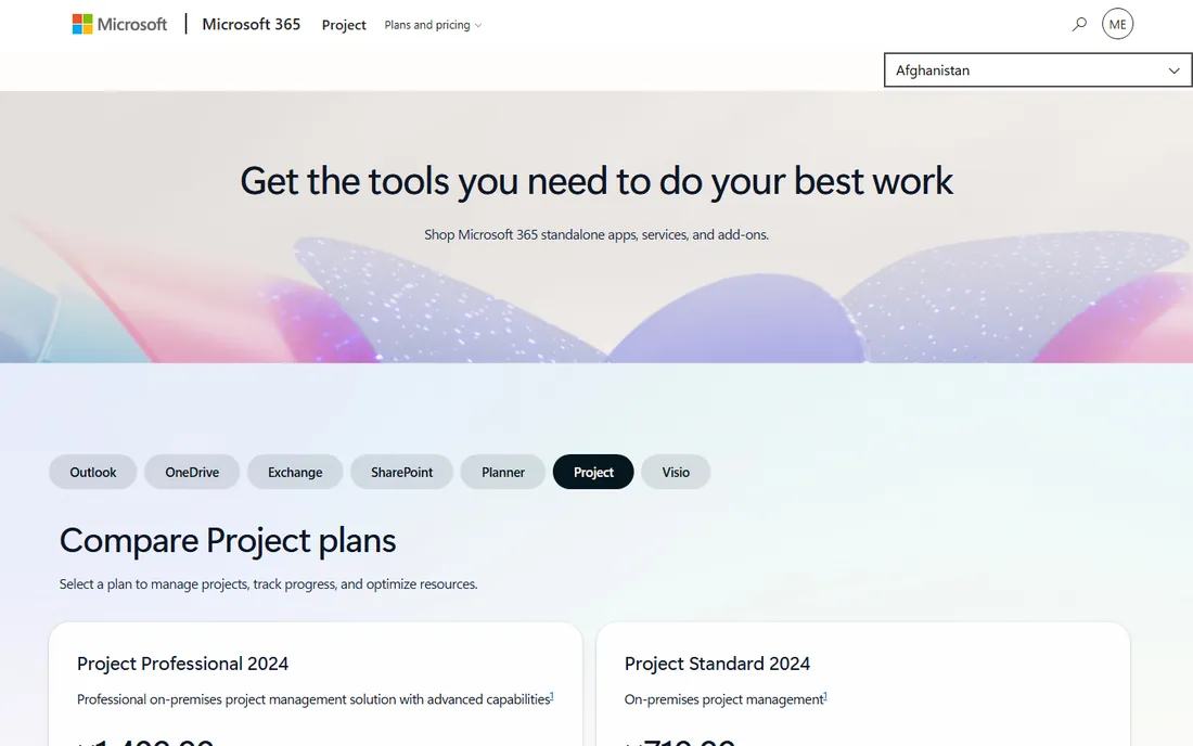 Microsoft Project homepage