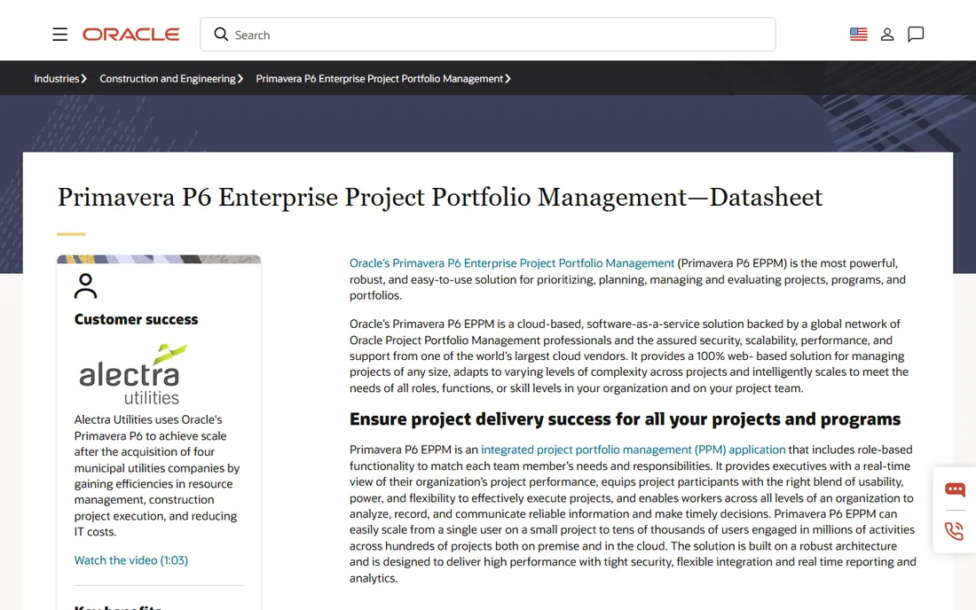 Oracle Primavera P6 homepage